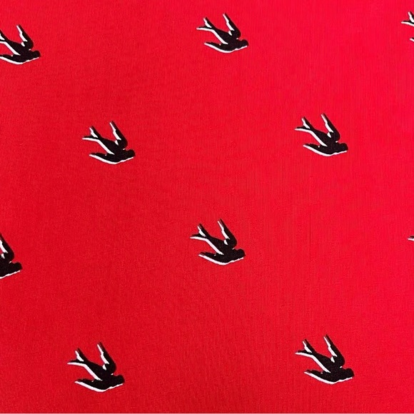 Authentic Alexander McQueen Red Bird Print Midi Dress - Picture 6 of 8